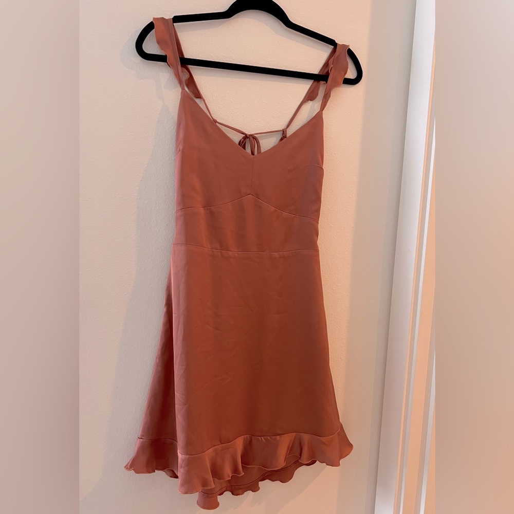 Abercrombie & Fitch satin burnt orange/ mauve satin dress with back ties SM